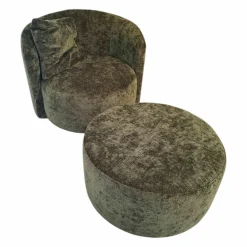 Drehsessel Valdis Stoff Alis Moos 1045 Grün Gestell Kunststoff Schwarz Inklusive Hocker