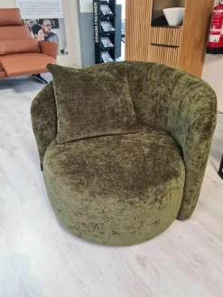 Drehsessel Valdis Stoff Alis Moos 1045 Grün Gestell Kunststoff Schwarz Inklusive Hocker