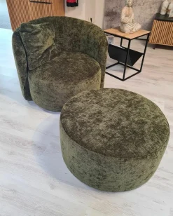 Drehsessel Valdis Stoff Alis Moos 1045 Grün Gestell Kunststoff Schwarz Inklusive Hocker