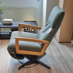 Drehsessel WK 616 Carlos S Leder G Davinci Jungle Grün Armteile Holz Eiche Geölt 4 Sternfuß Metall Schwarz