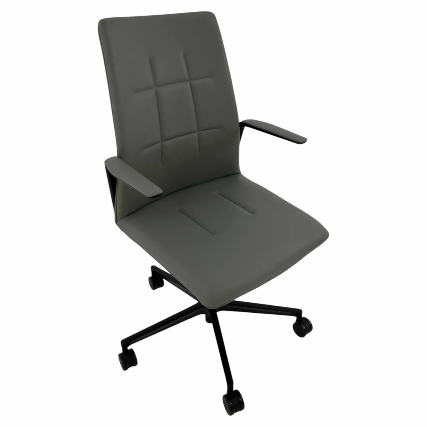 Drehstuhl Leadchair Evo Leder Congress 1440 Marram_x000b_Grau Gestell Schwarz Matt Pulverbeschichtet