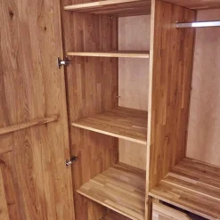 Drehtürenschrank Endlosschrank Wildeiche Massiv Parkettverleimt mit Beleuchtung