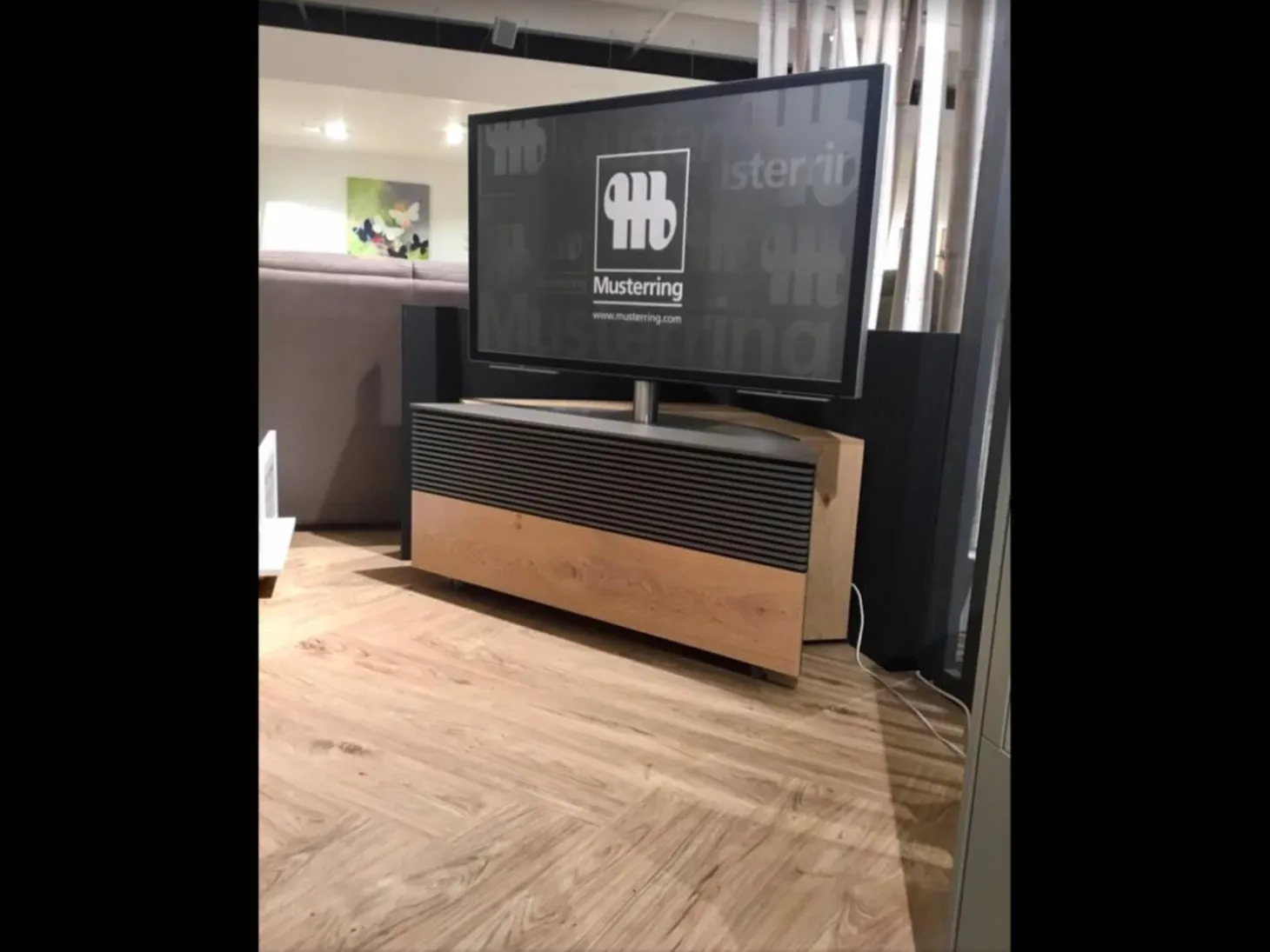 Eck Lowboard Media Corner 709 BB CCC 000 Balkeneiche Furniert Bianco Lack Cubanit Grau