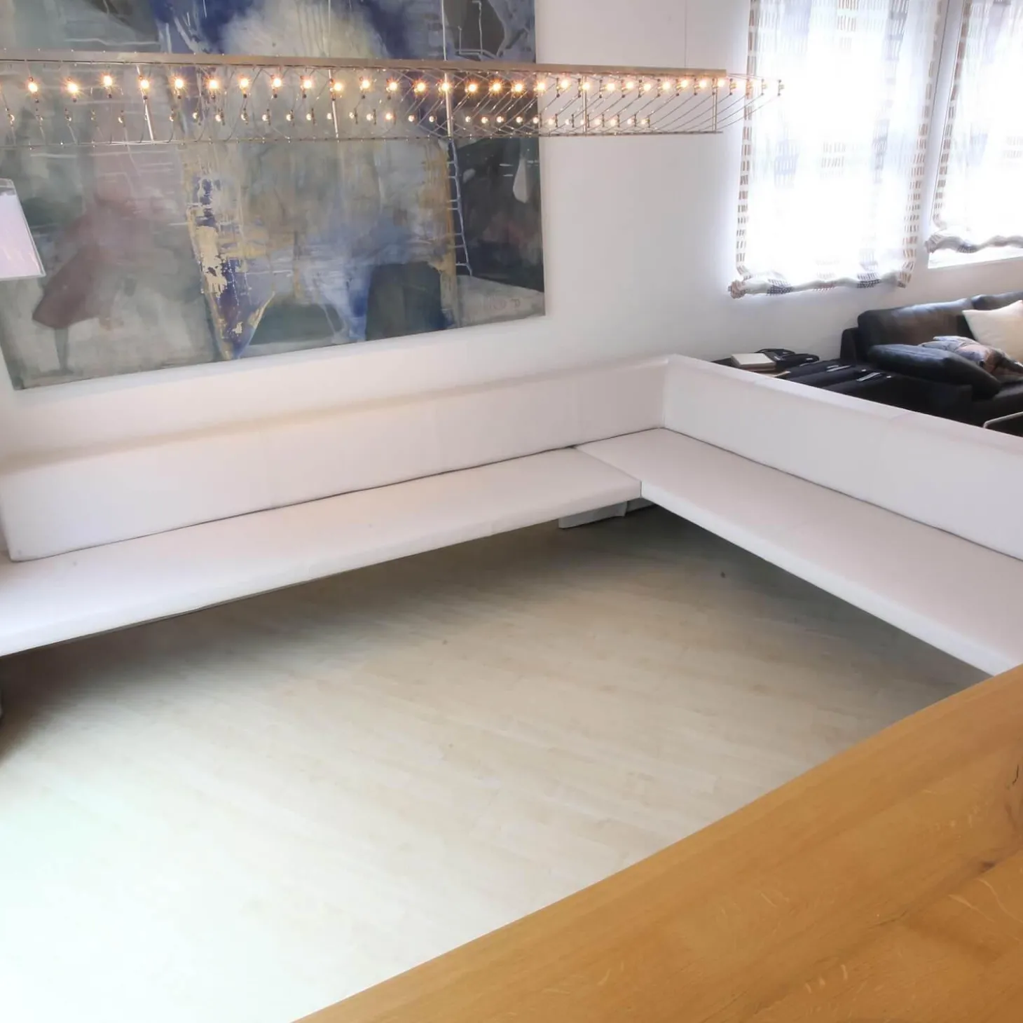 Eckbank Together 290 Bezug Leder Cashmere 1344 Light Grey Hellgrau Mit Kunststoffgleitern