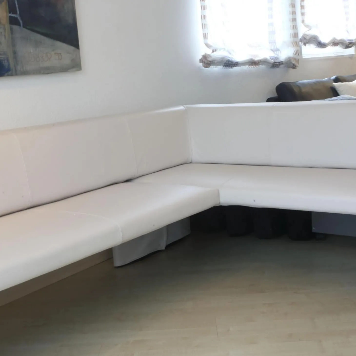 Eckbank Together 290 Bezug Leder Cashmere 1344 Light Grey Hellgrau Mit Kunststoffgleitern