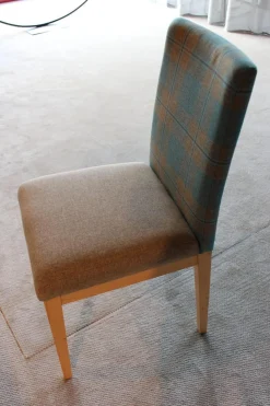 Eckbankgruppe Stoff Happ Uni Beige Karo Türkis Kernbuche Natur Tisch 2 Stühle Eckbank