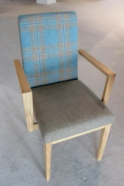 Eckbankgruppe Stoff Happ Uni Beige Karo Türkis Kernbuche Natur Tisch 2 Stühle Eckbank