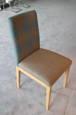 Eckbankgruppe Stoff Happ Uni Beige Karo Türkis Kernbuche Natur Tisch 2 Stühle Eckbank