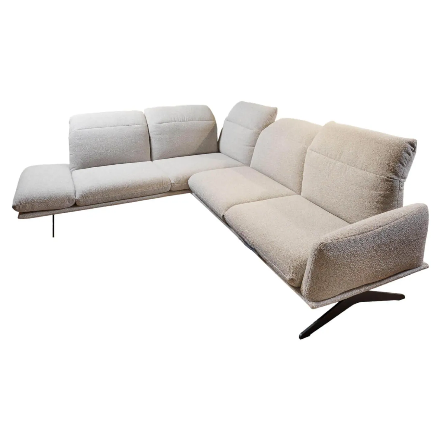 Eckgarnitur Calmo Bezug 13 Aquaclean Cosmo Kufe Schwarz Matt Inklusive Motorischer Fußstütze