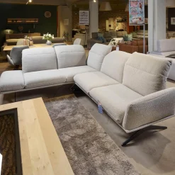 Eckgarnitur Calmo Bezug 13 Aquaclean Cosmo Kufe Schwarz Matt Inklusive Motorischer Fußstütze