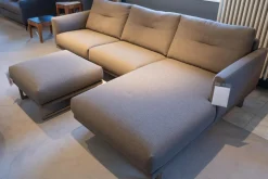 Eckgarnitur Mit Hocker Mellow 1630 Bezug Stoff Danio U3333D Grau Flachstahlfuß Chrom Gebürstet