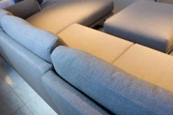 Eckgarnitur Mit Hocker Mellow 1630 Bezug Stoff Danio U3333D Grau Flachstahlfuß Chrom Gebürstet