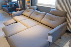 Eckgarnitur Mit Hocker Mellow 1630 Bezug Stoff Danio U3333D Grau Flachstahlfuß Chrom Gebürstet