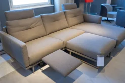 Eckgarnitur Mit Hocker Mellow 1630 Bezug Stoff Danio U3333D Grau Flachstahlfuß Chrom Gebürstet