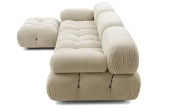 Eckiges Sofa Camaleonda Stoff Chenille Enia Elfenbein Weiß Untergestell MDF Füße Buche Natur