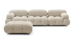Eckiges Sofa Camaleonda Stoff Chenille Enia Elfenbein Weiß Untergestell MDF Füße Buche Natur