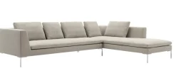 Eckiges Sofa Charles Stoff Rattier Seil Beige Innenrahmen Stahlrohre Füße Aluminiumguss Inklusive Kissen