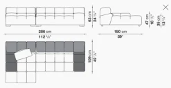Eckiges Sofa Tufty Time Stoff Rattier Astro Seil Braun Innenrahmen Stahlrohre Füße Schwarz Mit Rückenkissen