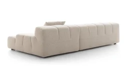 Eckiges Sofa Tufty Time Stoff Bouclè Sambuco Weiß Innenrahmen Stahlrohre Füße Schwarz Mit Rückenkissen