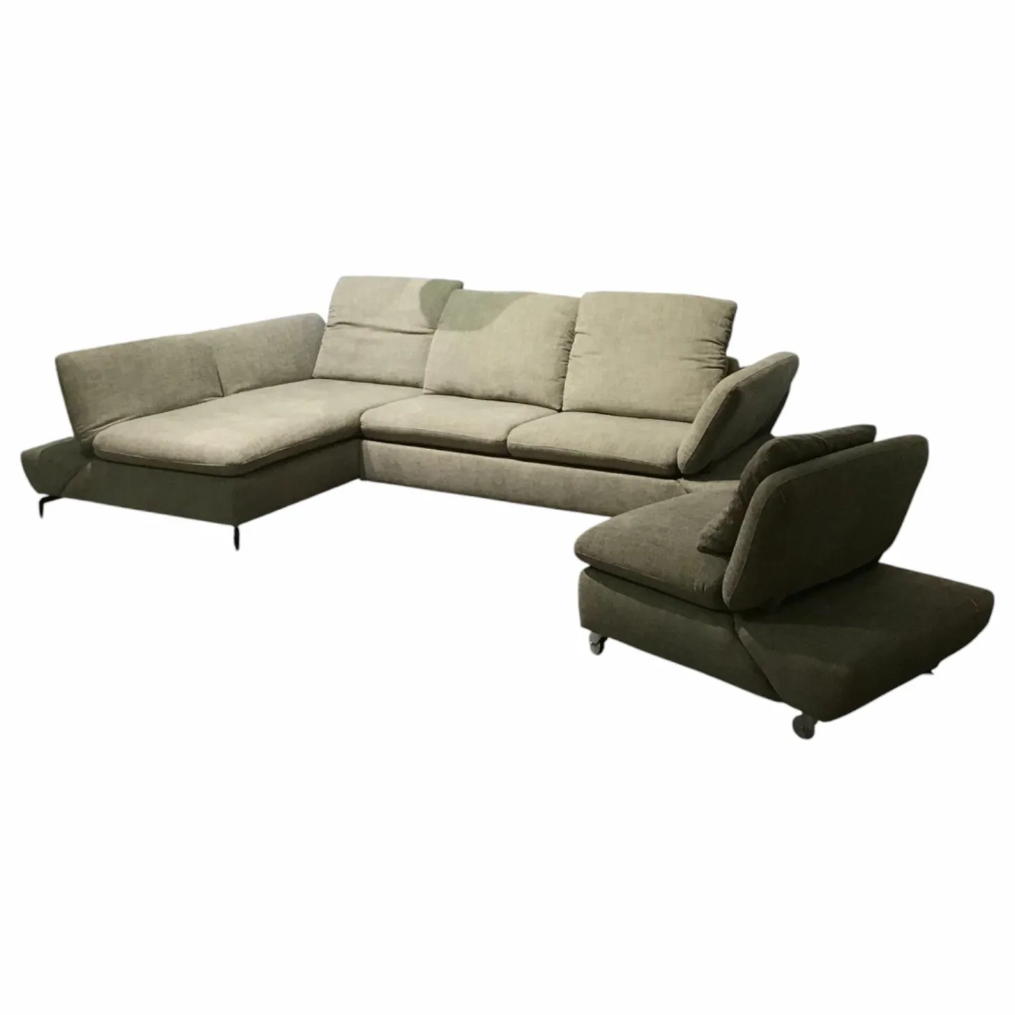 Eckkombination Wanja Stoff S4337 Leaf Grün Metallfuß Schwarz