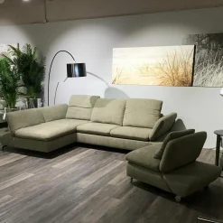 Eckkombination Wanja Stoff S4337 Leaf Grün Metallfuß Schwarz