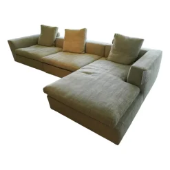 Ecksofa Bas Stoff Hellgrau Beine Kiefer Schwarz Gebeizt