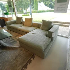 Ecksofa Bas Stoff Hellgrau Beine Kiefer Schwarz Gebeizt