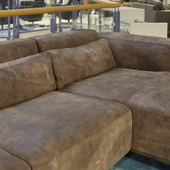 Ecksofa 7500 Echtleder Used Braun Füße Buche Schwarz Lackiert
