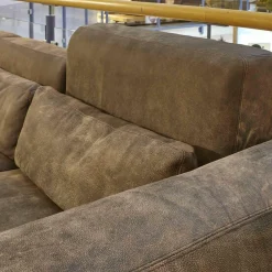 Ecksofa 7500 Echtleder Used Braun Füße Buche Schwarz Lackiert