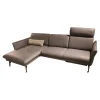 Ecksofa 1928 Leder 24 Longlife Aqua Grau mit Kopfstütze und 1 Nierenkissen