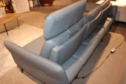 Ecksofa 1928 Leder 24 Longlife Aqua Grau mit Kopfstütze und 1 Nierenkissen