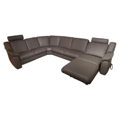 Ecksofa 1500 Leder 24 Longru Braun Grau Mit Elektrischem Free Wall Beschlag Mit Kopfstützen
