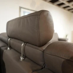 Ecksofa 1500 Leder 24 Longru Braun Grau Mit Elektrischem Free Wall Beschlag Mit Kopfstützen