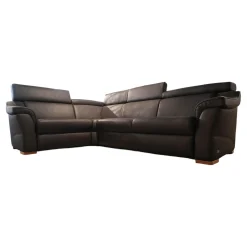 Ecksofa 1950 Leder 33 Longso Coffee Schwarz Anthrazit Holzteile Buche 042