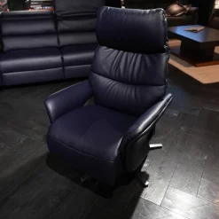 Ecksofa 1505 Leder L24 Longru Pazifik Dunkelblau Inklusive Relaxsessel Small 7052 35U44