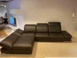 Ecksofa 1510 Leder Longlife Caffee 2 Sitze elektrisch verstellbar