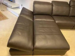 Ecksofa 1510 Leder Longlife Caffee 2 Sitze elektrisch verstellbar