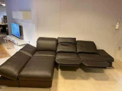 Ecksofa 1510 Leder Longlife Caffee 2 Sitze elektrisch verstellbar