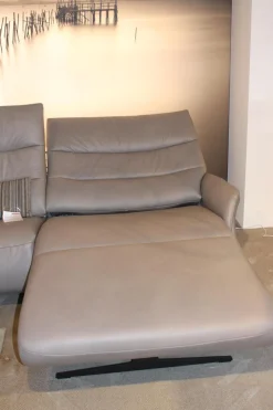 Ecksofa 4050 Leder Longlife Soft Shadow Grau mit Relaxfunktion