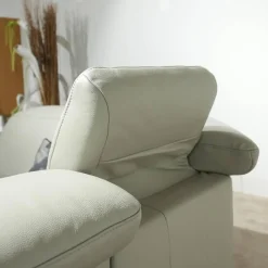 Ecksofa 1826 Leder Longru Silber Grau Füße Edelstahl Gebürstet Mit Elektrischem Wall Free Beschlag