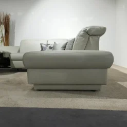 Ecksofa 1826 Leder Longru Silber Grau Füße Edelstahl Gebürstet Mit Elektrischem Wall Free Beschlag