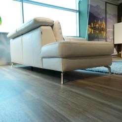 Ecksofa 9200 Leder Montana Angora Weiß Füße Metall Gebürstet Mit Elektrischer Verstellung