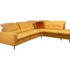Ecksofa 1380 Leder Vivre Honey Gelb Füße Aluminium Mit Herz Waage Funktion Und Aufklappbarem Anstellhocker