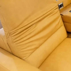 Ecksofa 1380 Leder Vivre Honey Gelb Füße Aluminium Mit Herz Waage Funktion Und Aufklappbarem Anstellhocker