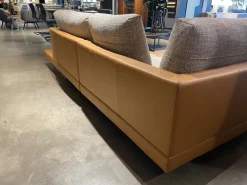 Ecksofa 60 Sina Korpus Leder 38 111 Ockerbraun Braun Sitz Stoff 26 383 Sandgelb Grau Gestell Schwarz