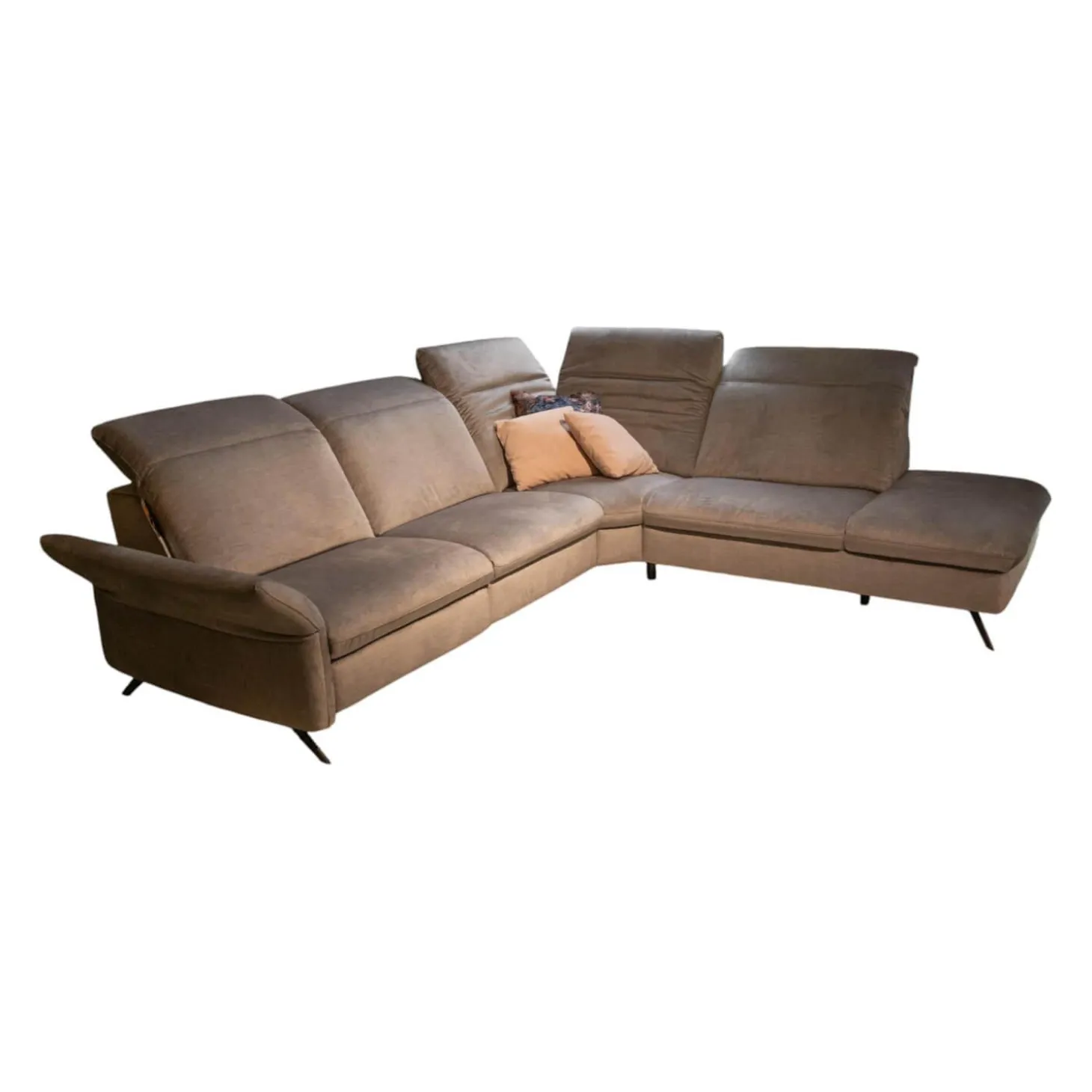 Ecksofa 4056 Stoff 22 Joyce Silver SP 19 Grau Metallfuß Schwarz Mit Kissen