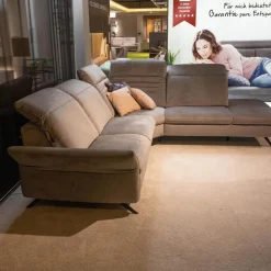 Ecksofa 4056 Stoff 22 Joyce Silver SP 19 Grau Metallfuß Schwarz Mit Kissen