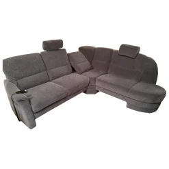 Ecksofa 50003 Stoff Dana Stahl mit Relaxsessel und verschiedenen Funktionen