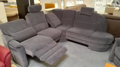 Ecksofa 50003 Stoff Dana Stahl mit Relaxsessel und verschiedenen Funktionen