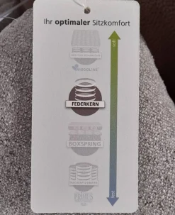 Ecksofa 50021 Stoff Ebba Quarz Grau Fuß Schwarz mit Kopfteilverstellung